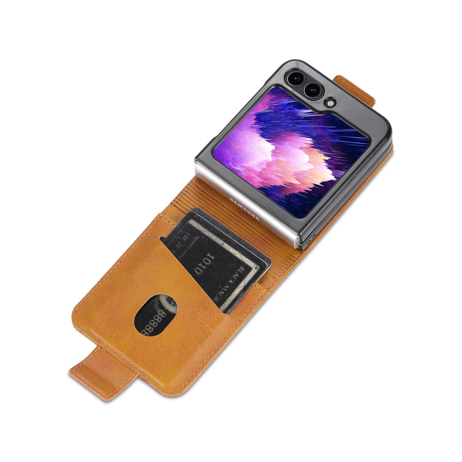 Amazon | Samsung Galaxy Z Flip 6用ケース、カードスロット付きレトロ